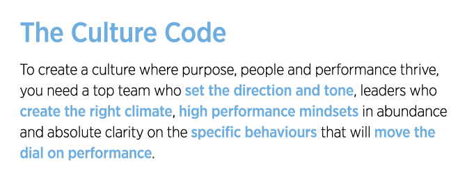 The Culture Code To create a culture where purpose, people and performance thrive, you need a top team who set the di...